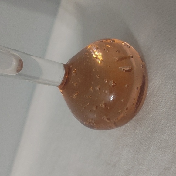 Vintage Murano Style Controlled Bubbles Pink Glass Ball Bud Vase - Picture 2 of 8